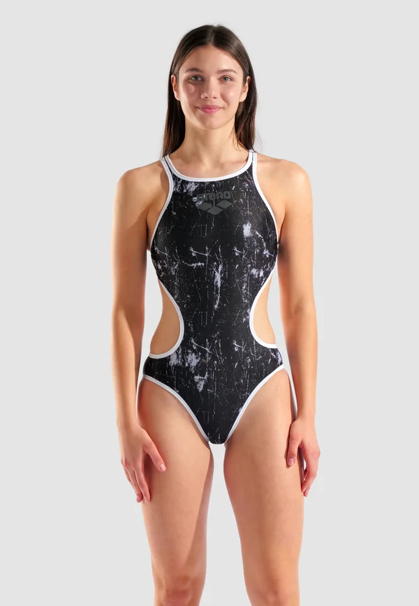 LACQUER - Badeanzug - black/white