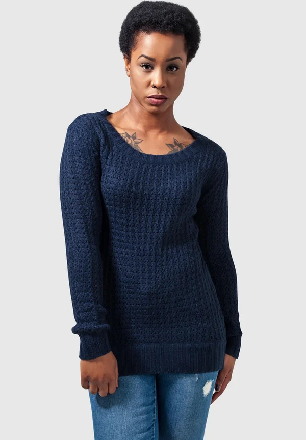 LADIES LONG WIDENECK SWEATER - Strickpullover - navy