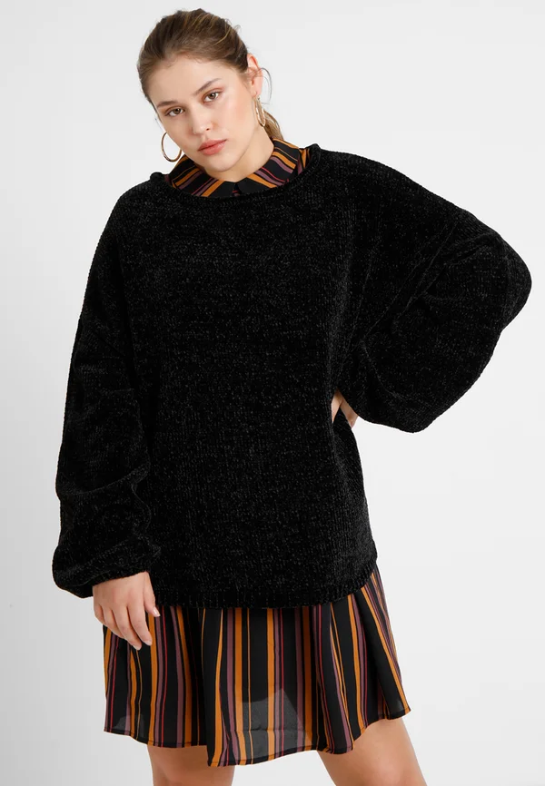 LADIES OVERSIZE CHENILLE - Strickpullover - black