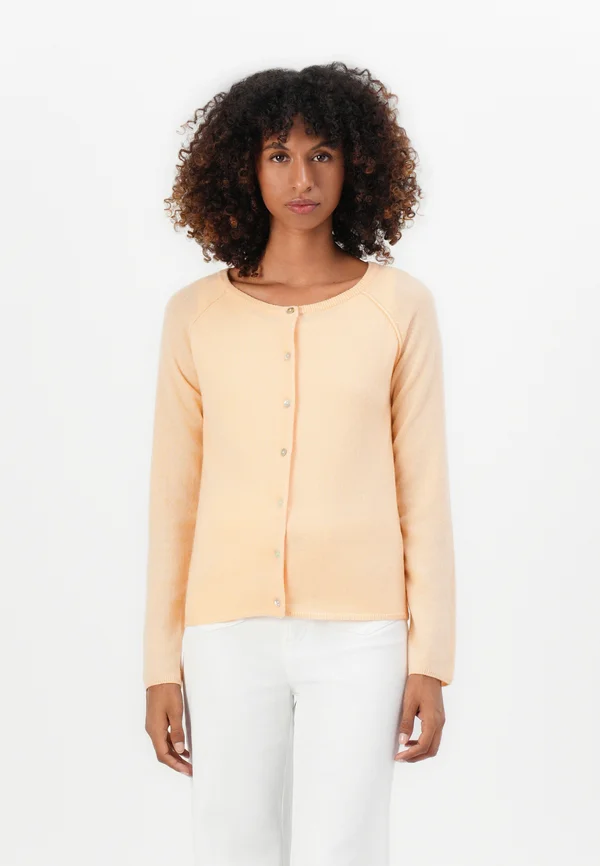 LAICA O NECK CARDIGAN - Strickjacke - peach fuzz