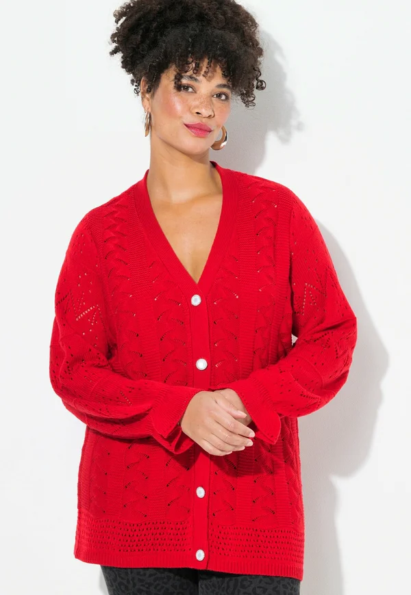 LANGARM MIT VOLANT - Strickjacke - red