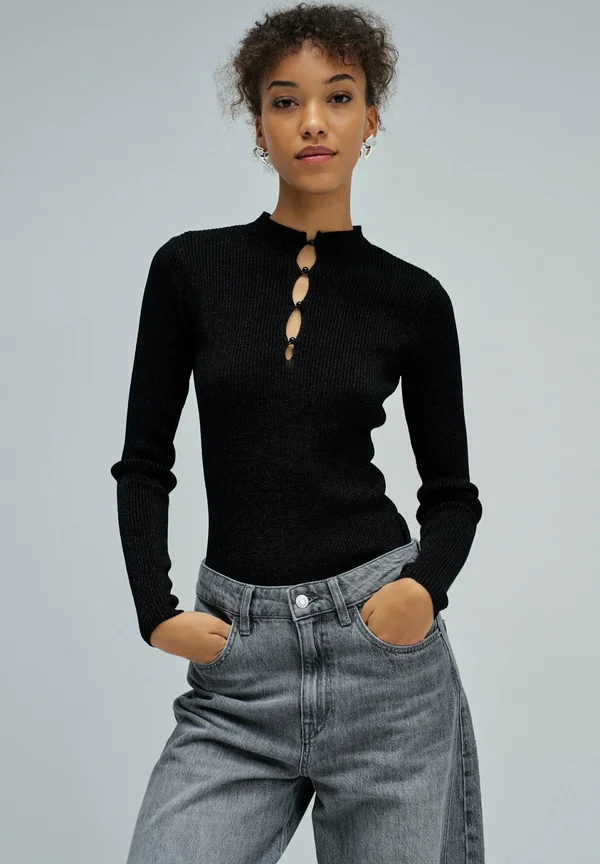 LANGARM-SLIM - Strickpullover - schwarz