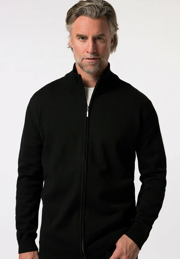 LANGARM STEHKRAGEN  - Strickjacke - black
