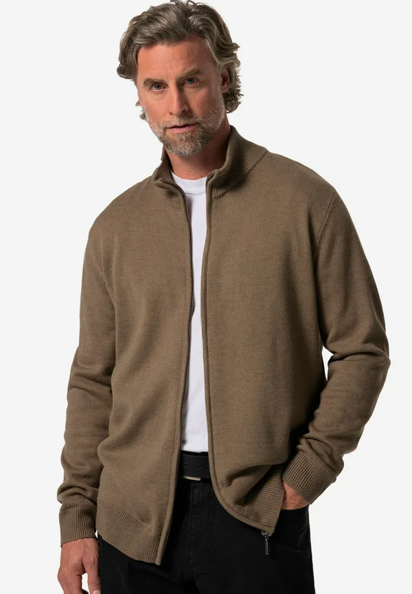 LANGARM STEHKRAGEN  - Strickjacke - light brown