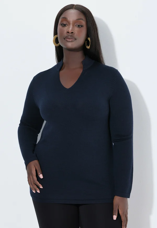 LANGARM - Strickpullover - dark marine