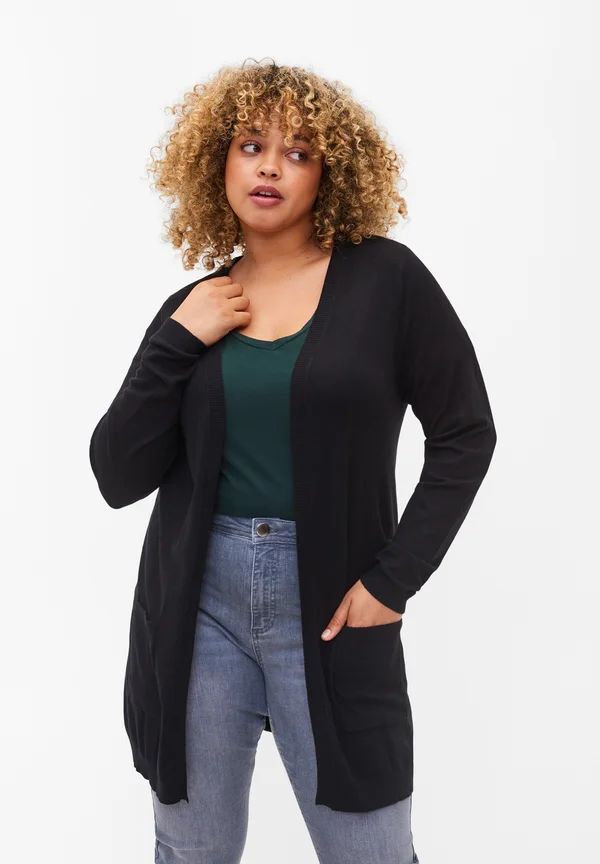 LANGE - Strickjacke - black