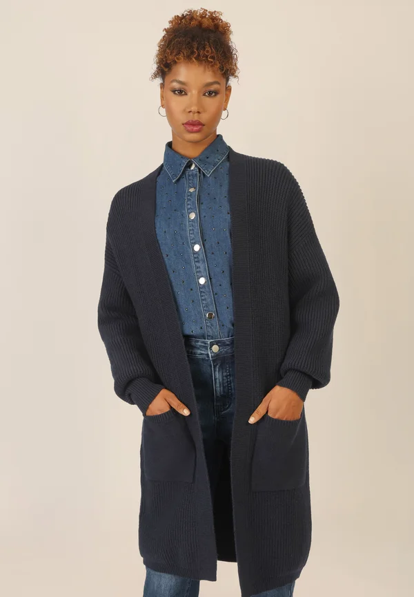 LANGE - Strickjacke - nachtblau