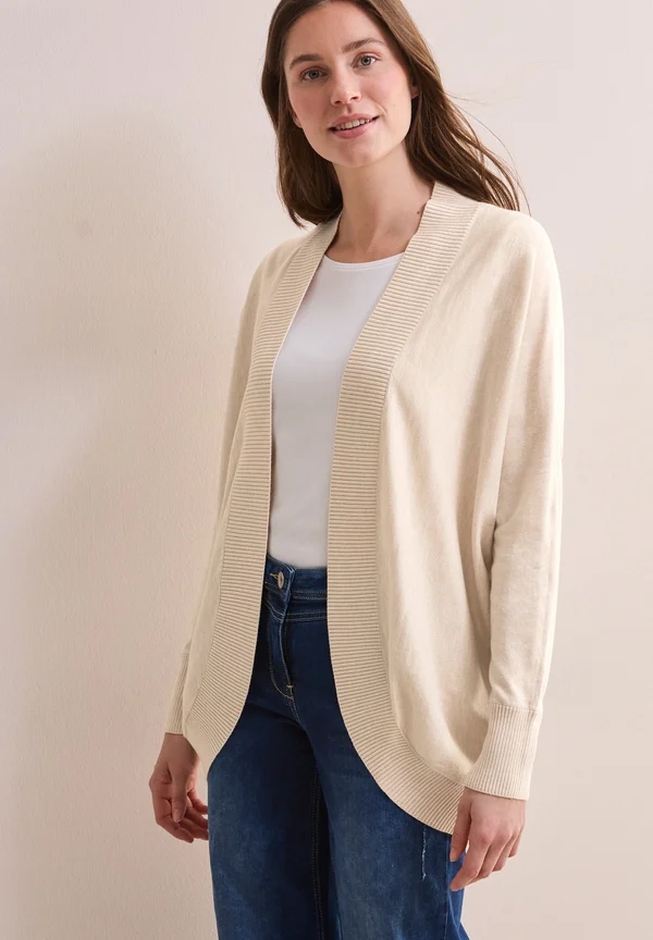 LANGER DOLMAN - Strickjacke - beige