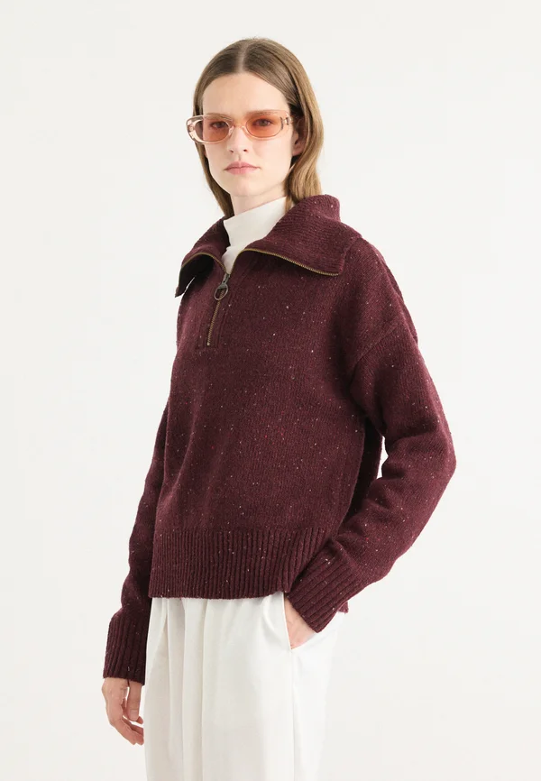 LAVENSDALE HALF ZIP JUMPER - Strickpullover - black cherry