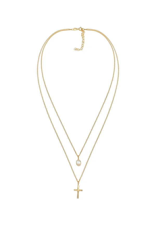 LAYER LOOK CROSS - Halskette - gold-coloured