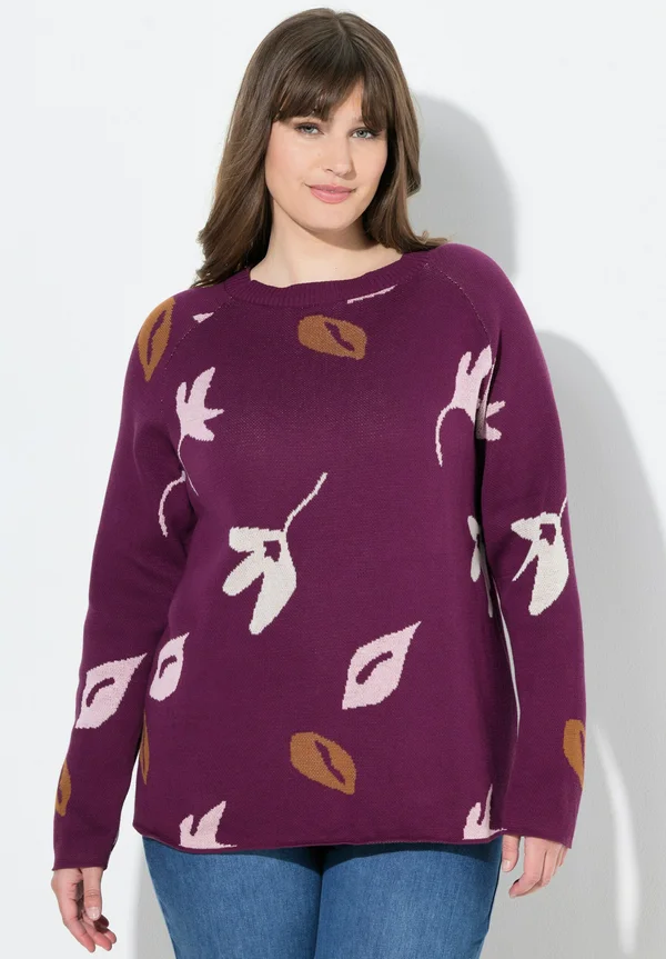 LEAF PATTERN LONG SLEEVE - Strickpullover - forest berry