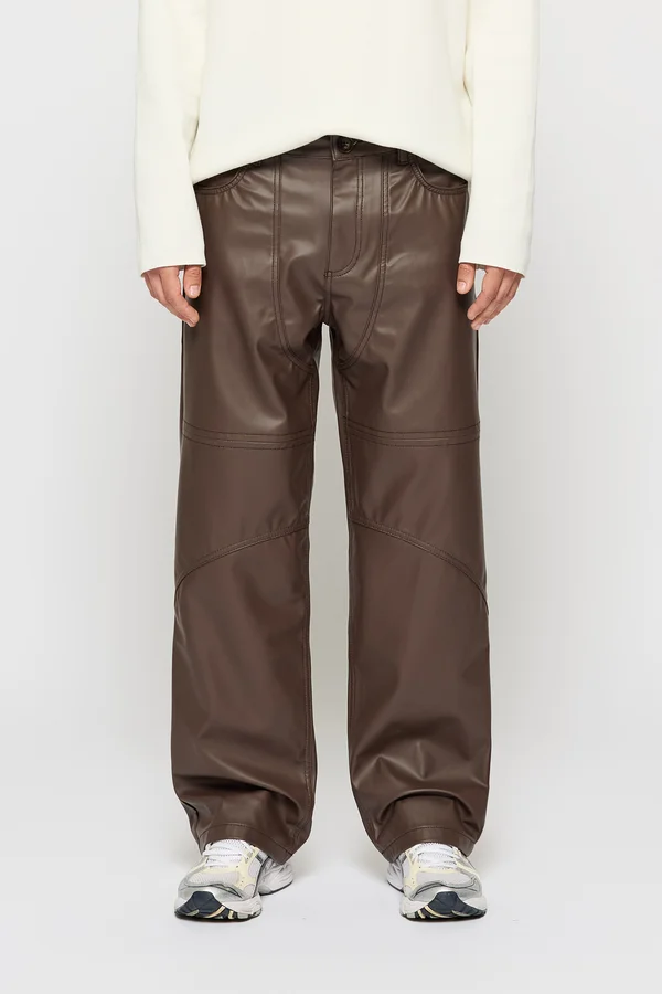 LEATHER CARPENER UNISEX - Stoffhose - brown