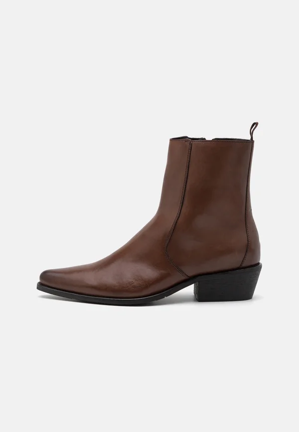 LEATHER - Cowboy-/Bikerstiefelette - dark brown