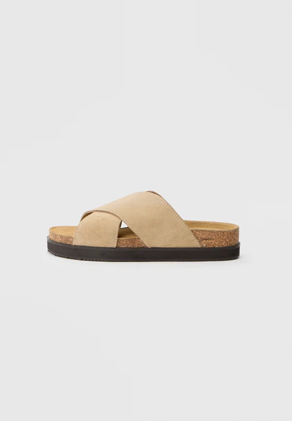 LEATHER - Pantolette flach - beige