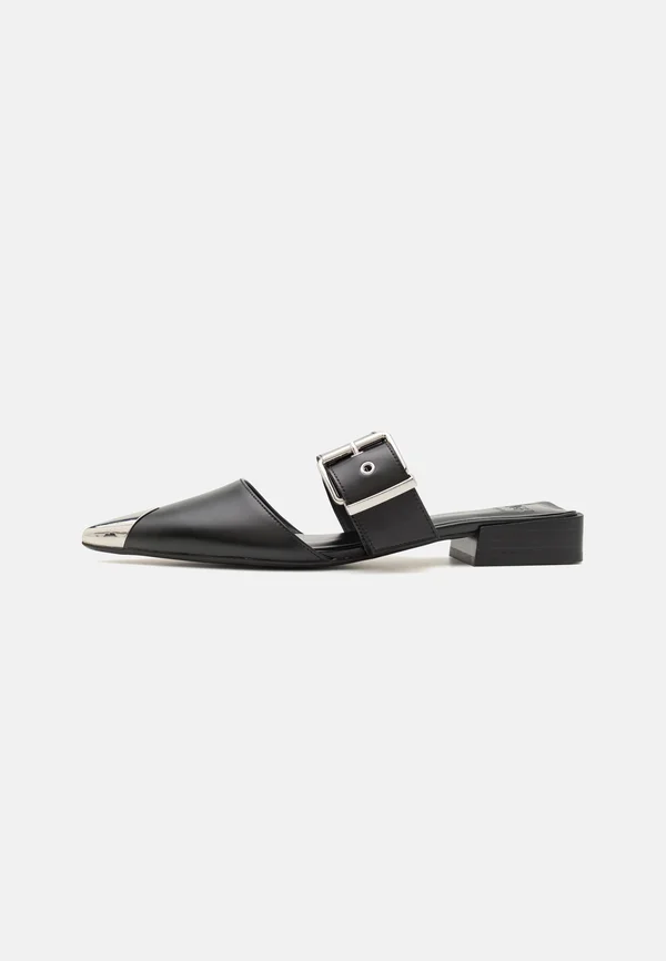 LEATHER - Pantolette flach - black