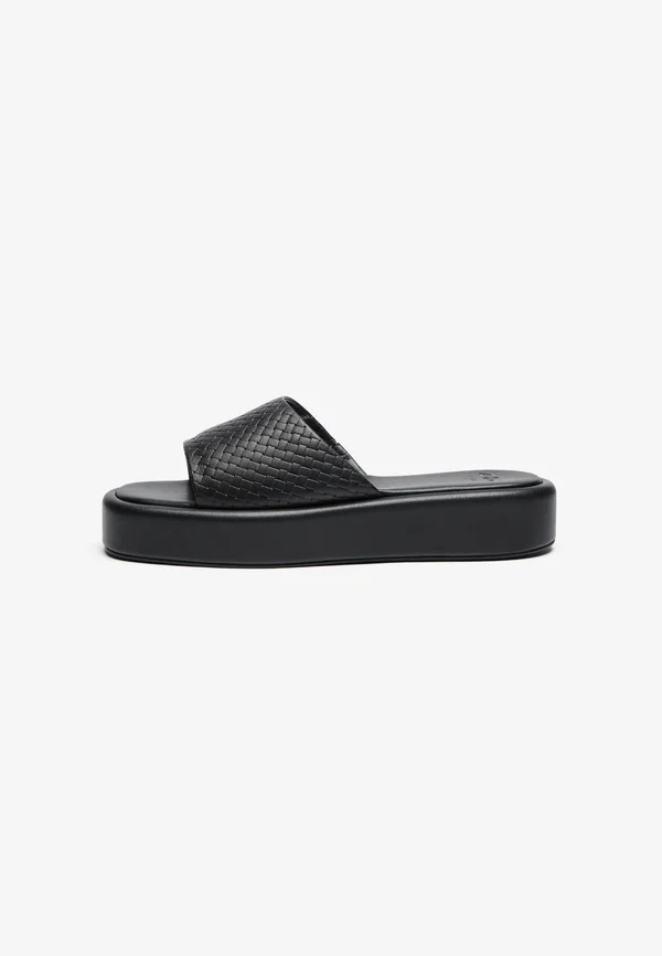 LEATHER - Pantolette flach - black