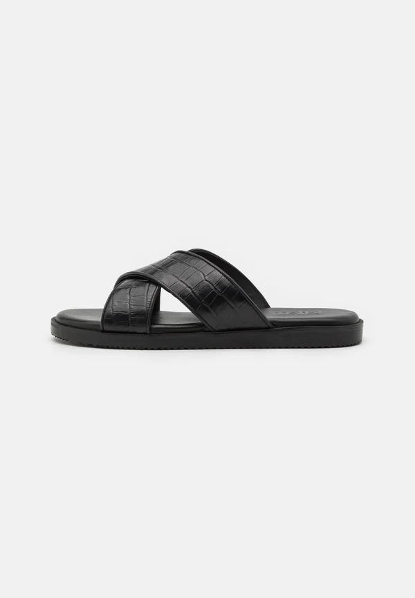 LEATHER - Pantolette flach - black