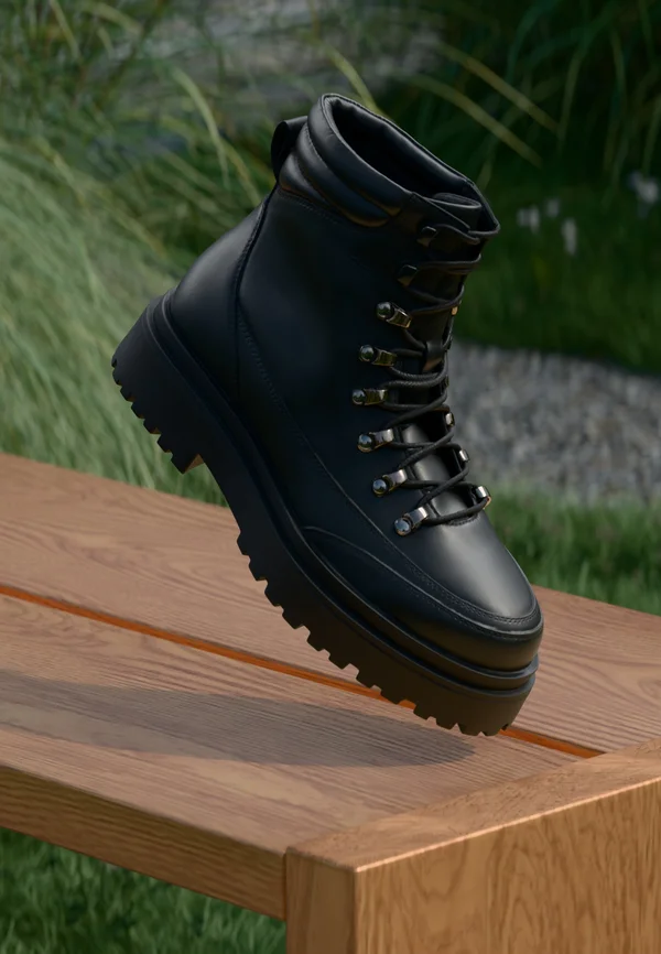 LEATHER - Schnürstiefelette - black