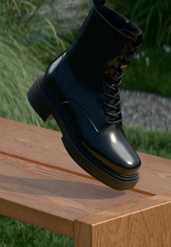 LEATHER - Schnürstiefelette - black