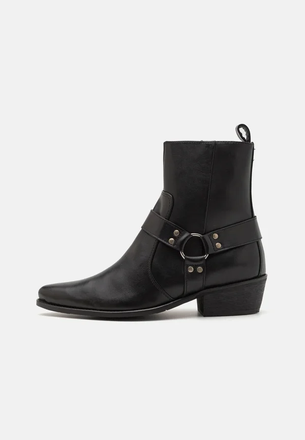 LEATHER UNISEX - Cowboy-/Bikerstiefelette - black