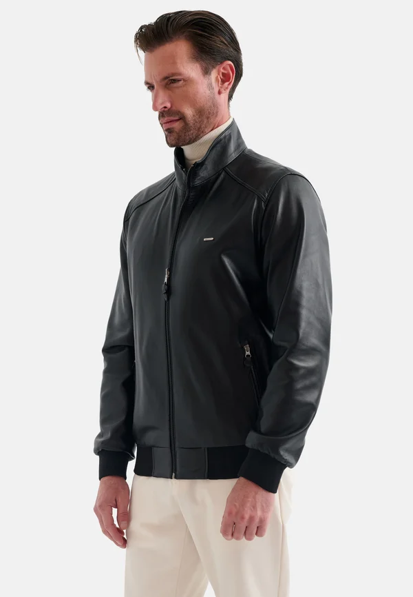 Lederjacke - black schwarz
