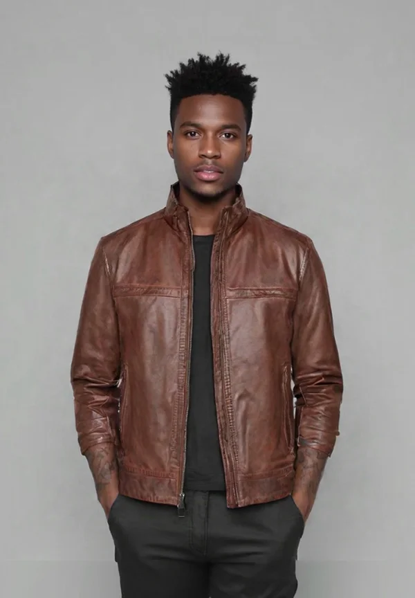 Lederjacke - cognac braun