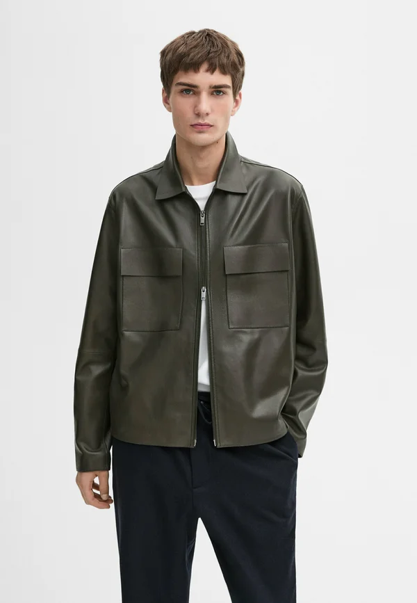 Lederjacke - dark green