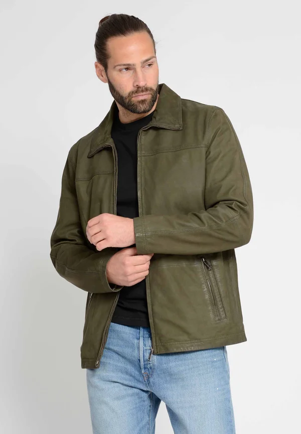 Lederjacke - olive