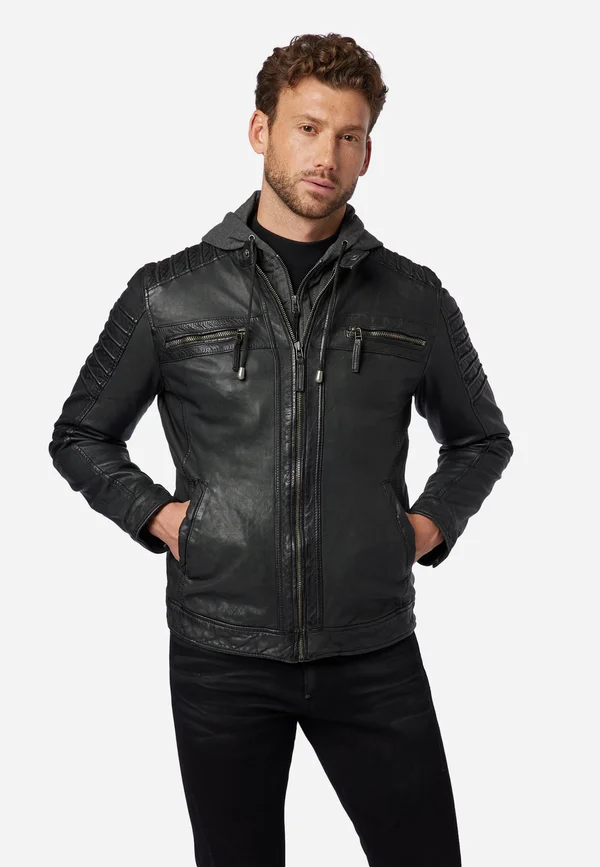 Lederjacke - schwarz