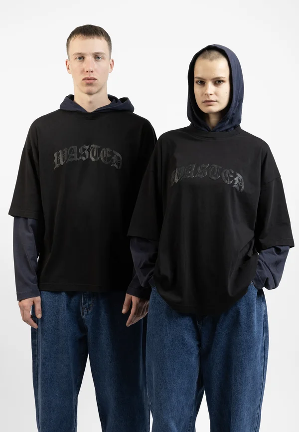 LEGACY HOODIE AGE UNISEX - Langarmshirt - faded black/faded night blue