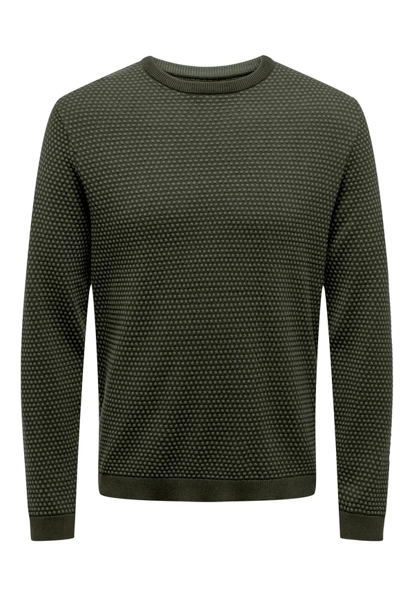 LEGERER GEPUNKTETER LONGSLEEVE - Strickpullover - grün