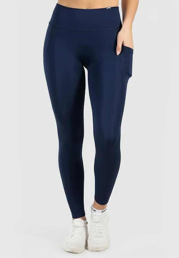 LEGGINGS WITH TWO POCKETS HIGH-WAIST YOGA PILATES KELSY - Tights - marineblau