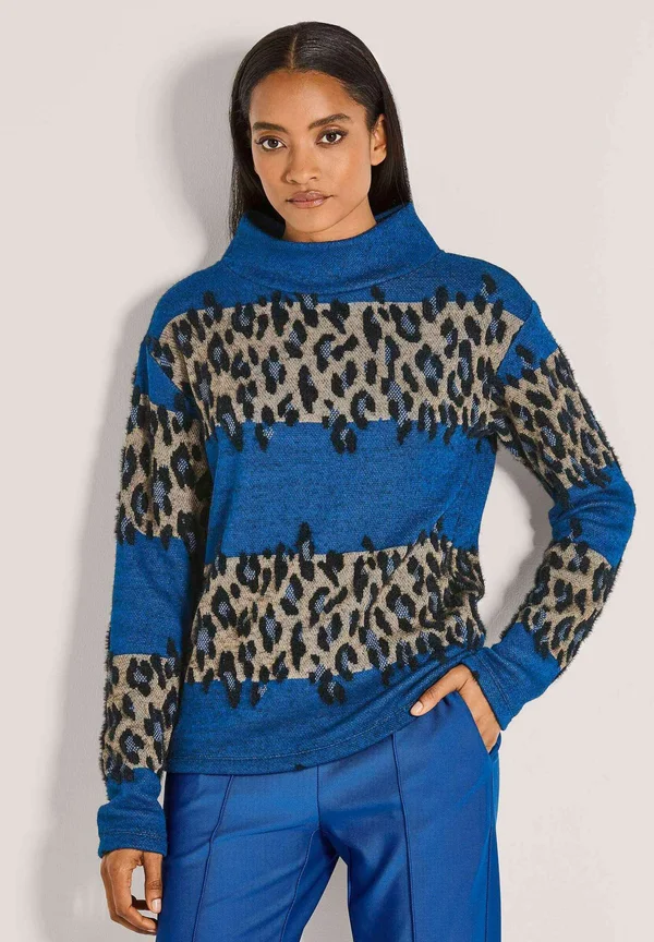 LEO-DESIGN MIT STEHKRAGEN
 - Strickpullover - royal blue   multicolor