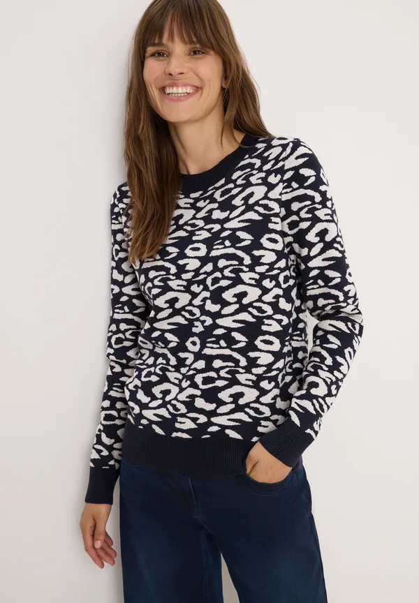 LEO JACQUARD - Strickpullover - blau