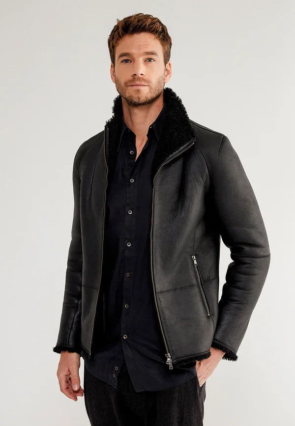 LEO - Lederjacke - black