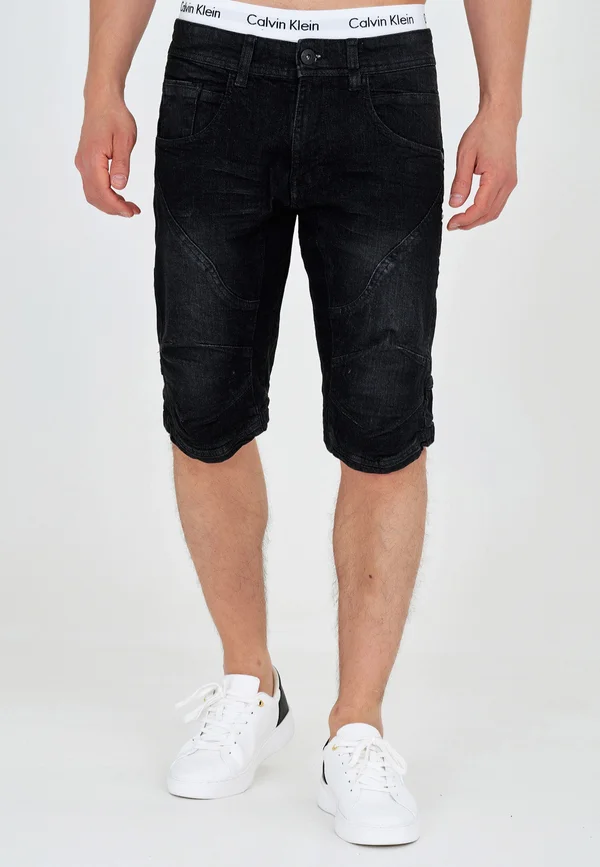 LEON - Jeans Shorts - black