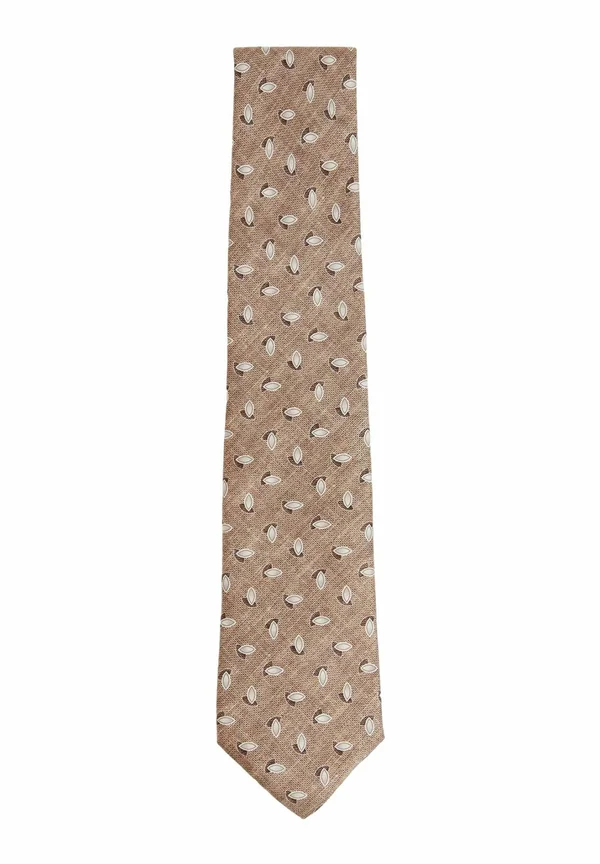 LEONE GEOMETRIC PRINT - Krawatte - soft brown melange