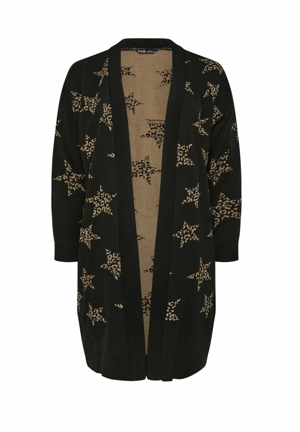 LEOPARD PRINT MIDI - Strickjacke - black