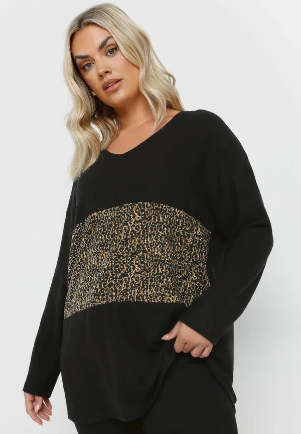 LEOPARD PRINT  - Strickpullover - black
