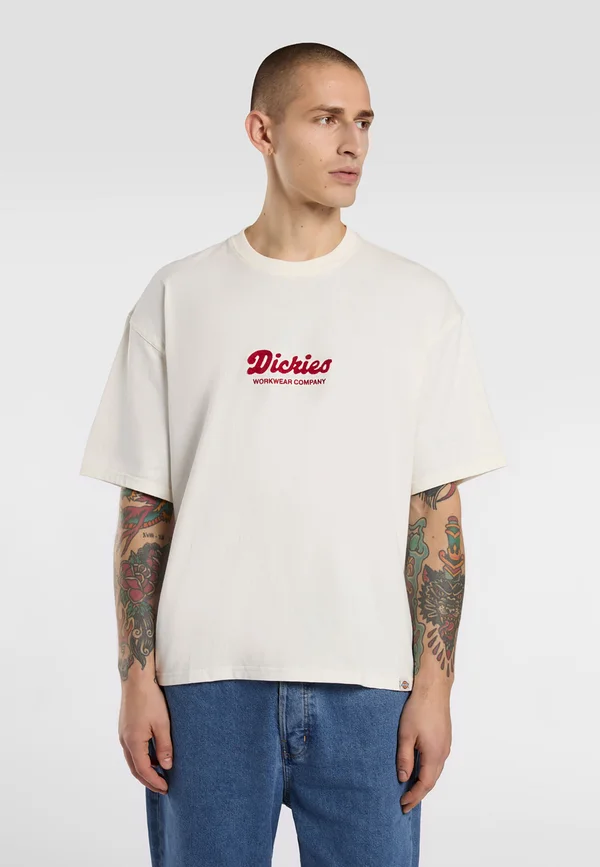 LEWISTOWN EMBRO TEE - T-Shirt print - egret