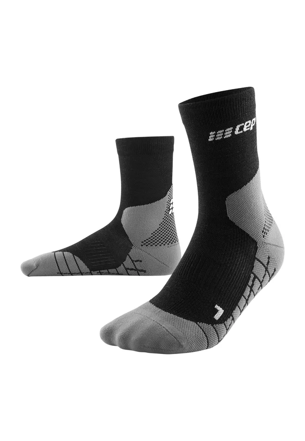 LIGHT MERINO HIKING COMPRESSION SOCKS MID CUT MEN - MADE IN GERMANY - Socken - black