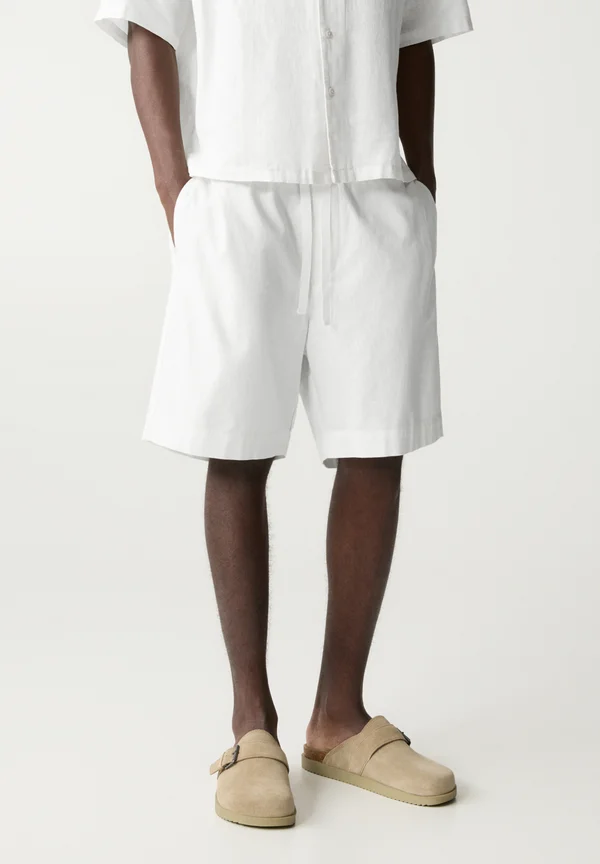 LINEN BLEND BERMUDA - Jogginghose - sand