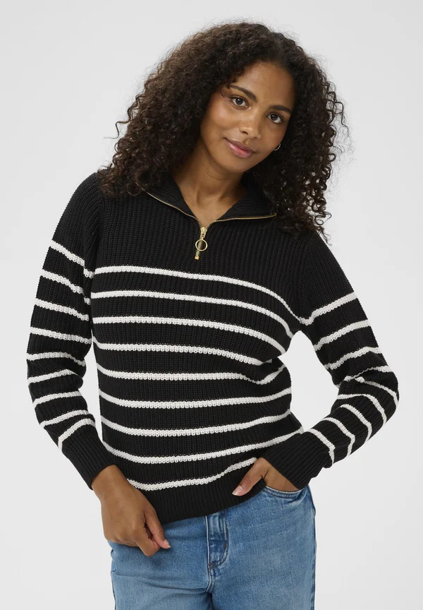 LIOA ZIPPER - Strickpullover - black chalk stripe