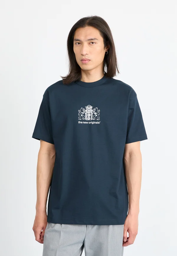 LION SPEAKER TEE - T-Shirt print - navy/white