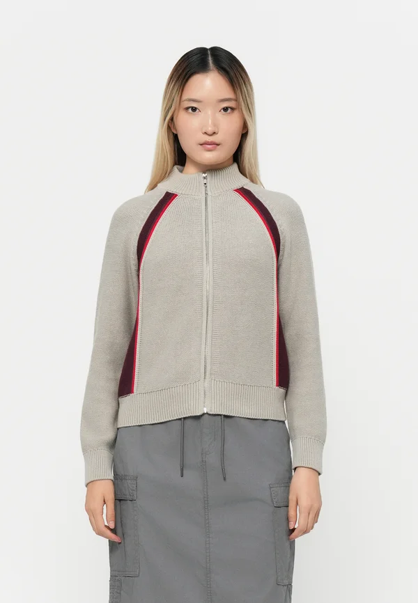 LIZZIE ZIP MOCK SWEATER - Strickjacke - oatmeal heather