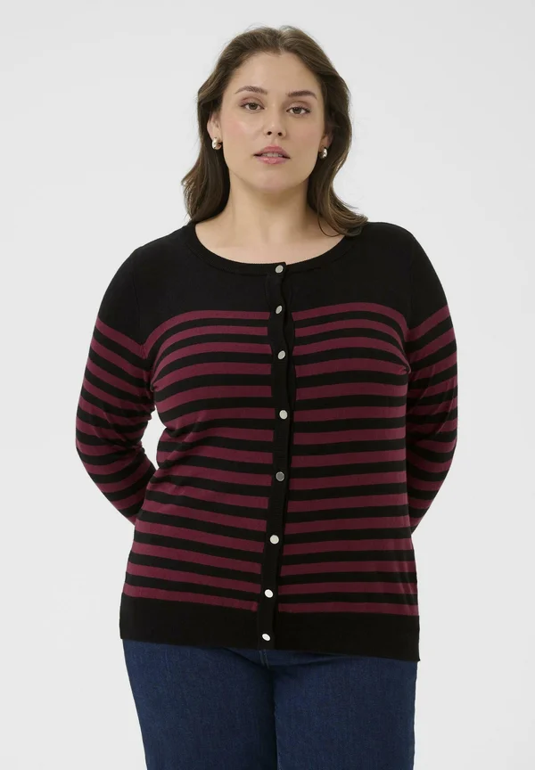 LIZZY STRIPE - Strickjacke - black windsor/wine half stripe