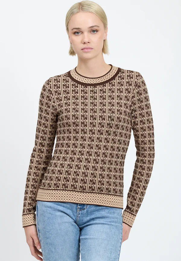 LOGO ALL-OVER  - Strickpullover - beige