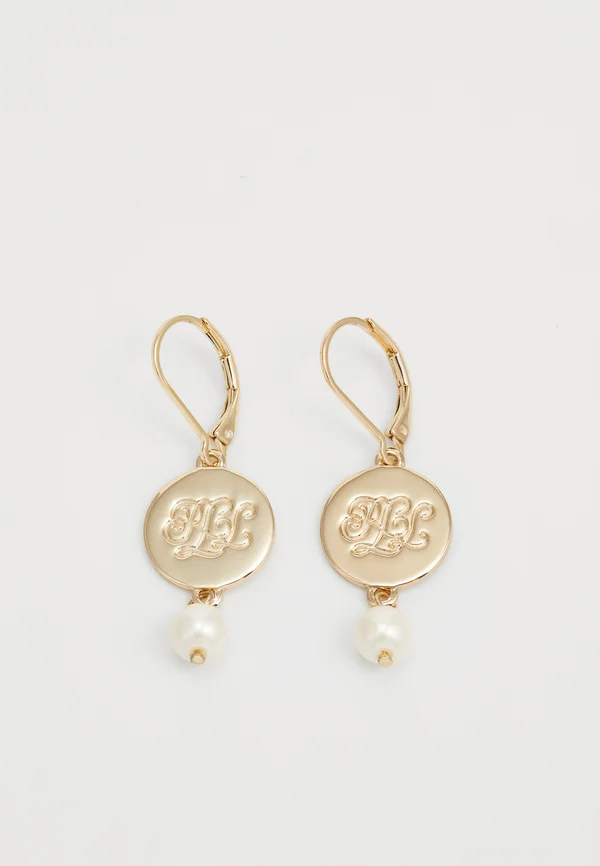 LOGO DROP - Ohrringe - gold-coloured/white