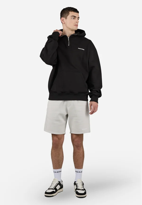 LOGO OVERSIZED HALFZIP HOODIE - Kapuzenpullover - washed black