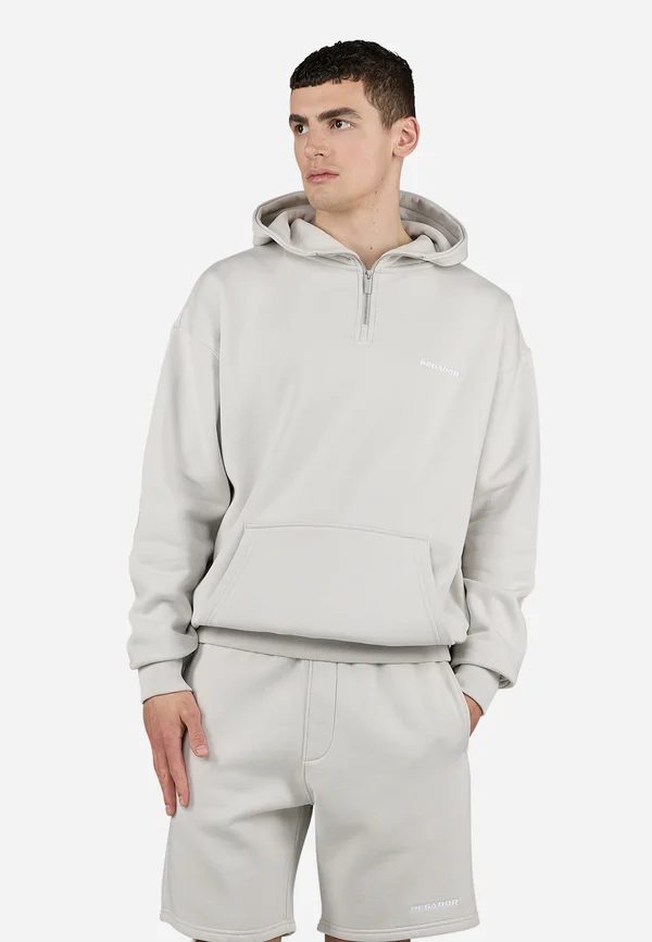 LOGO OVERSIZED HALFZIP HOODIE - Kapuzenpullover - washed pure grey/white gum
